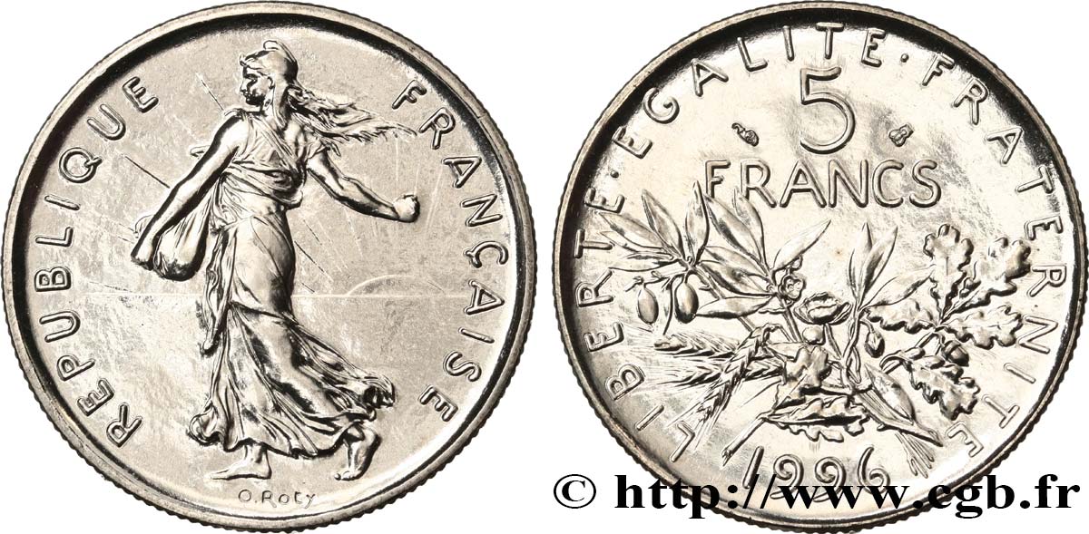 5 francs Semeuse, nickel, BU (Brillant Universel) 1996 Pessac F.341/32 FDC 