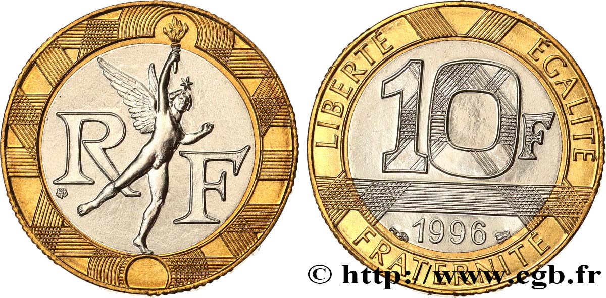 10 francs Génie de la Bastille, BU (Brillant Universel) 1996 Pessac F.375/13 FDC 