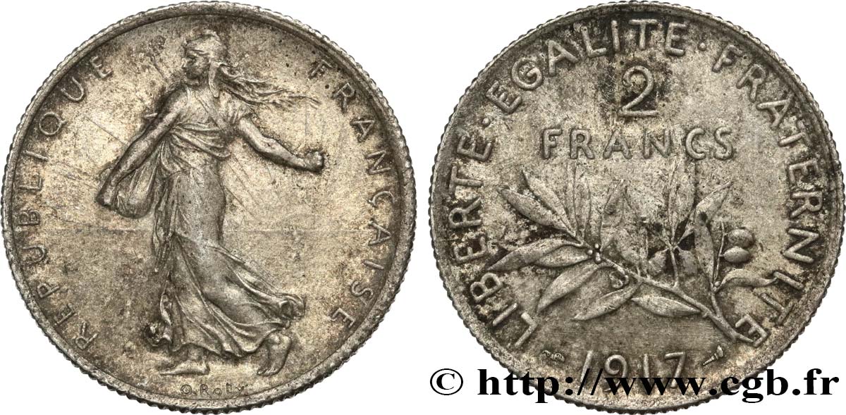 2 francs Semeuse 1917  F.266/19 VZ60 
