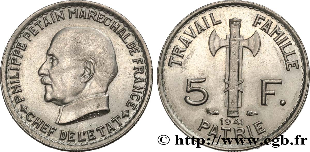 5 francs Pétain  1941  F.338/2 MS62 