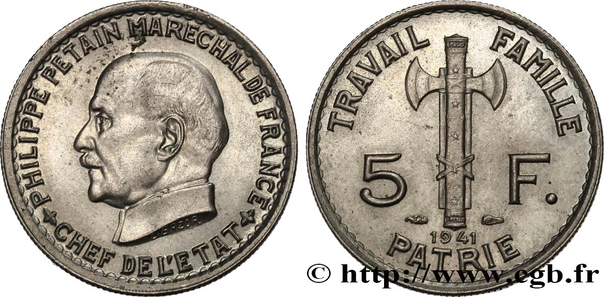 5 francs Pétain  1941  F.338/2 SPL62 