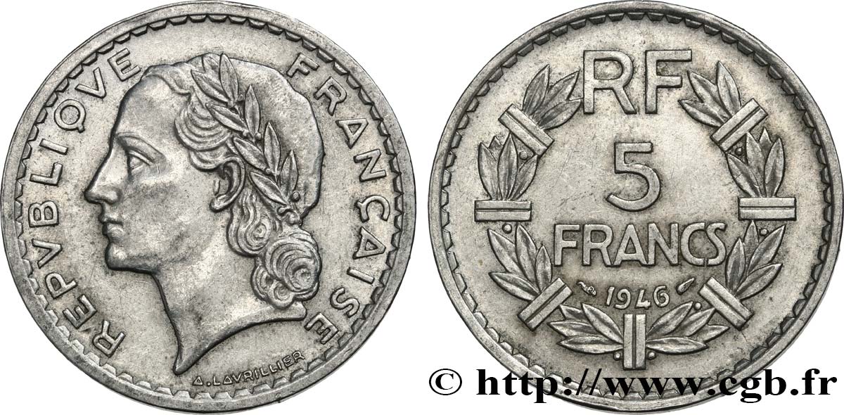5 francs Lavrillier, aluminium 1946  F.339/6 MBC50 