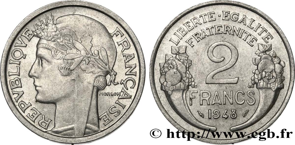 2 francs Morlon, aluminium 1948  F.269/12 MS62 
