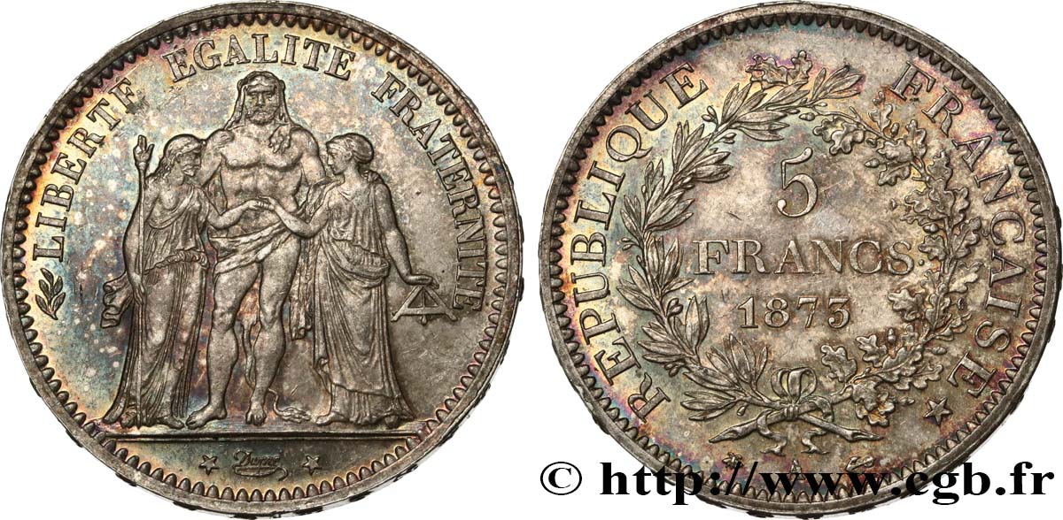 5 francs Hercule 1873 Paris F.334/9 EBC60 