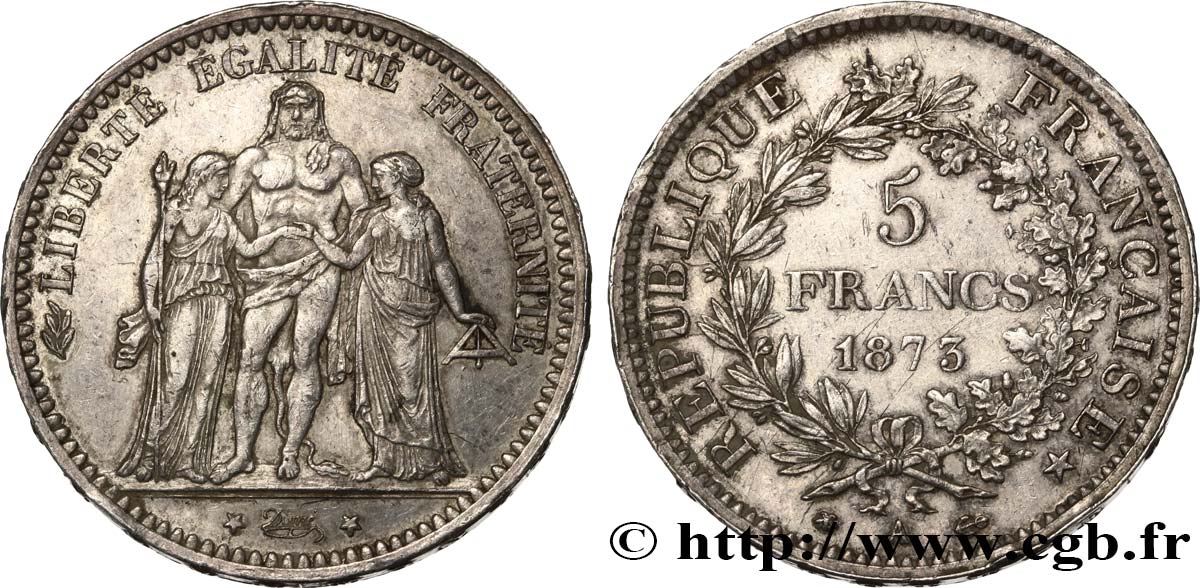 5 francs Hercule 1873 Paris F.334/9 TTB50 