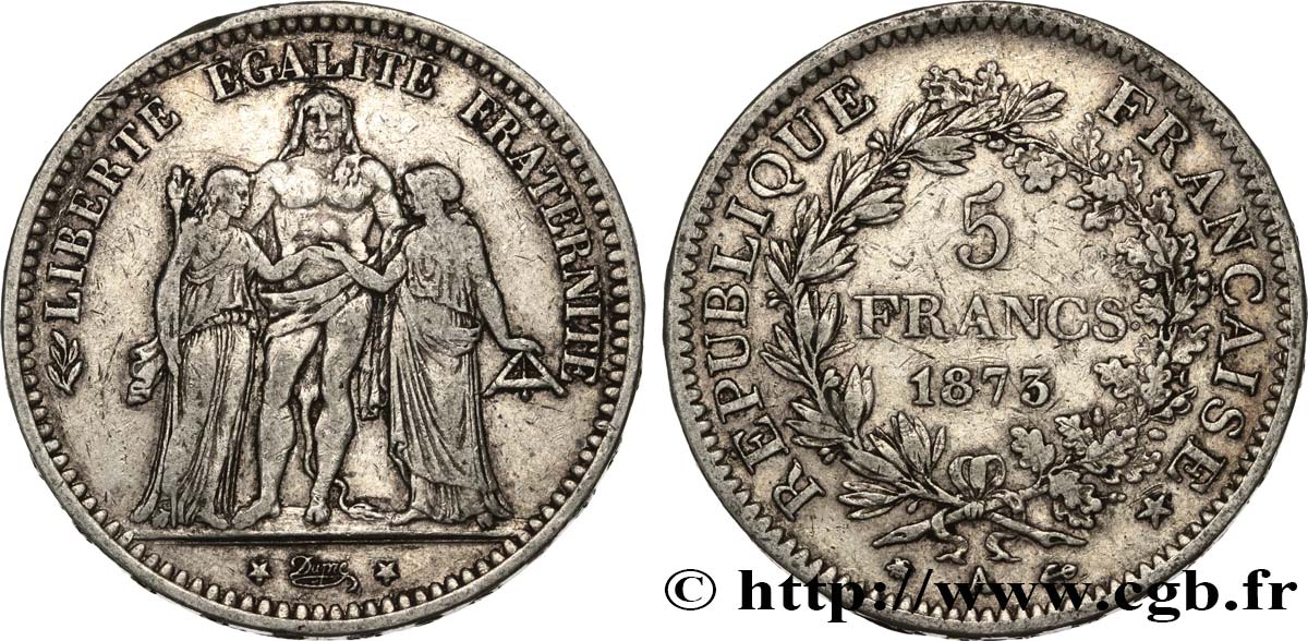 5 francs Hercule 1873 Paris F.334/9 VF30 