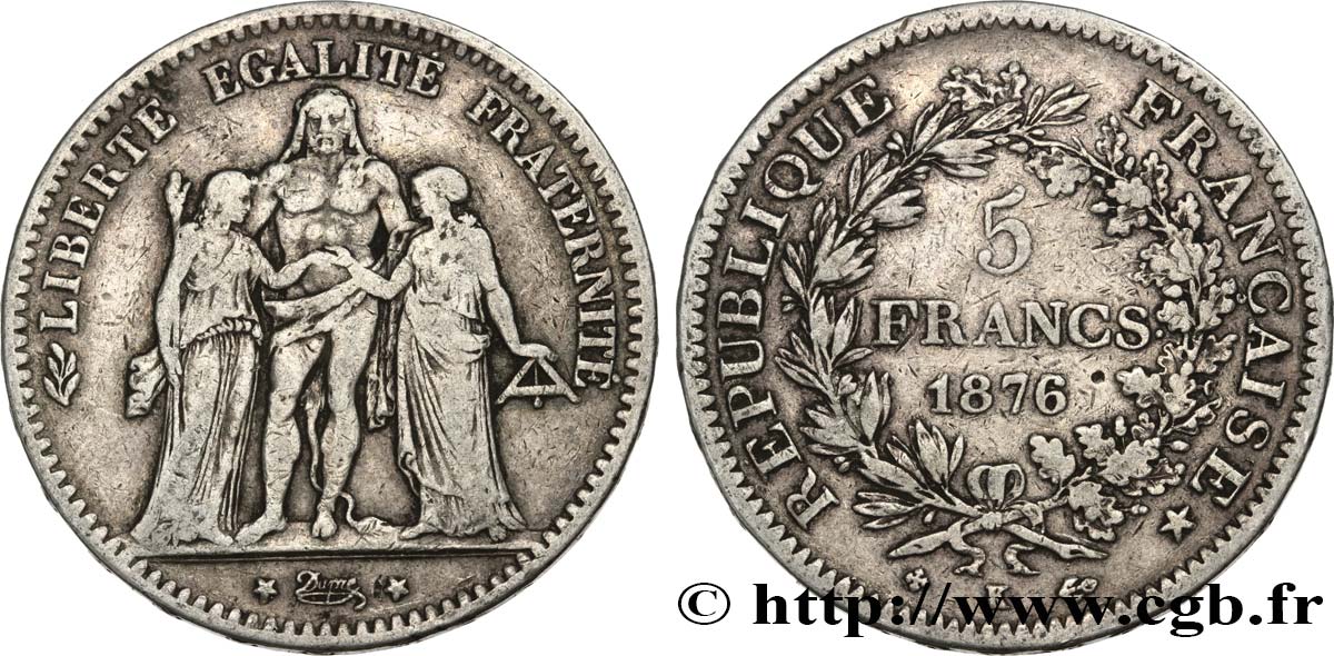 5 francs Hercule 1876 Bordeaux F.334/18 S25 