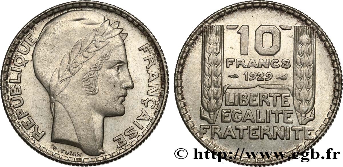 10 francs Turin 1929  F.360/2 AU58 