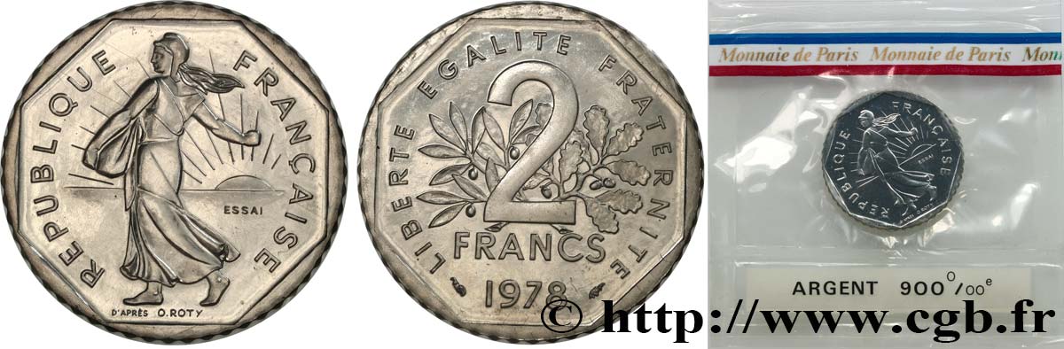 Essai de 2 francs Semeuse, argent 1978 Pessac GEM.123 19 MS 