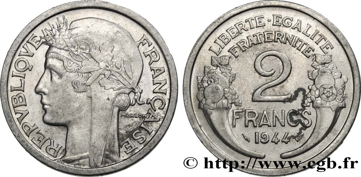 2 francs Morlon, aluminium 1944  F.269/4 MBC53 