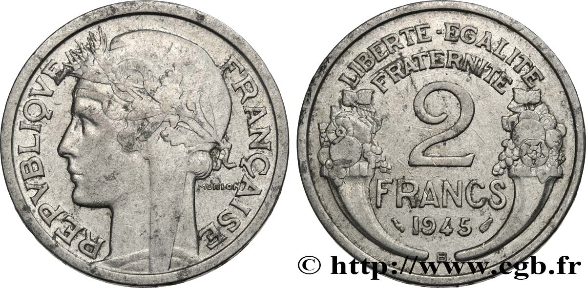 2 francs Morlon, aluminium 1945 Beaumont-Le-Roger F.269/6 MB35 