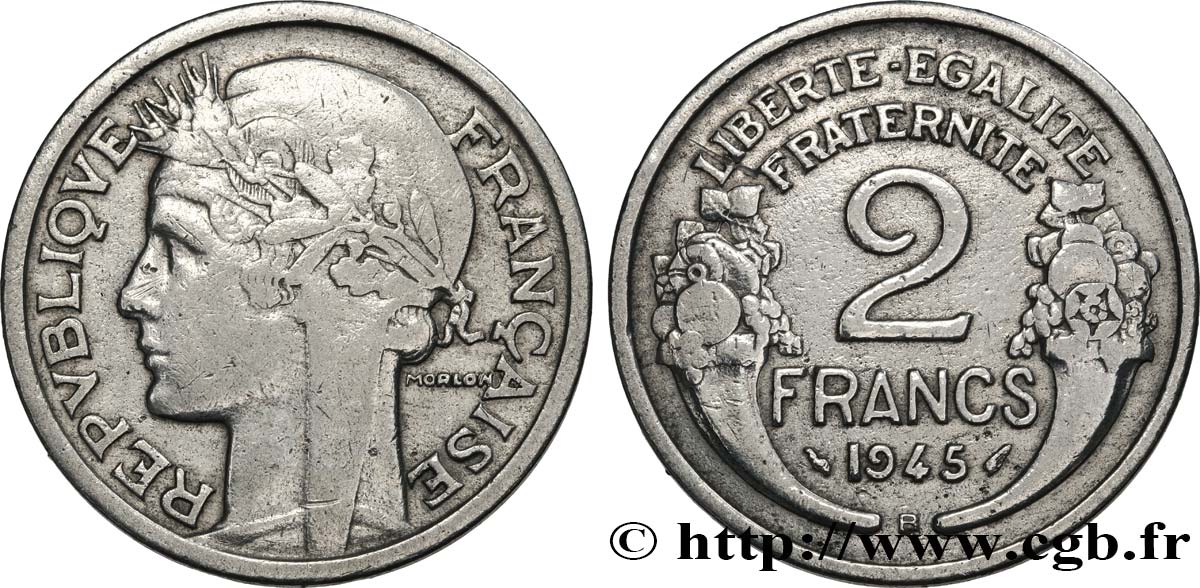 2 francs Morlon, aluminium 1945 Beaumont-Le-Roger F.269/6 S 