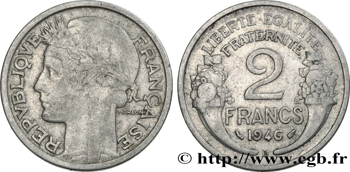 2 francs Morlon, aluminium 1946 Beaumont-Le-Roger F.269/9 MB25 