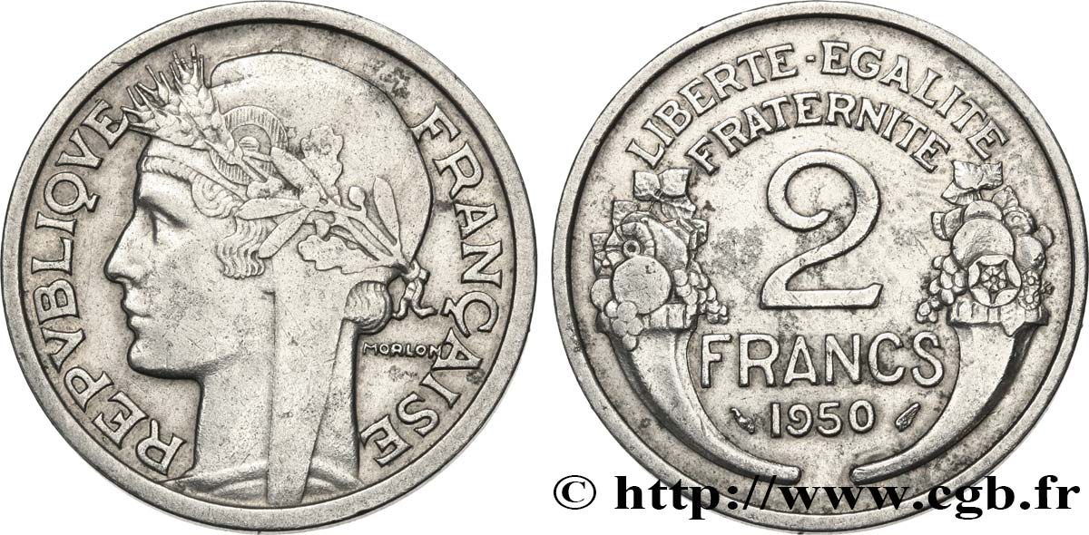 2 francs Morlon, aluminium 1950  F.269/16 fVZ 