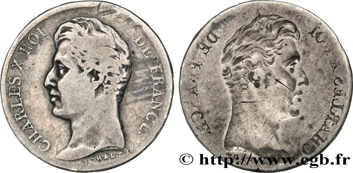 1 franc Charles X, en frappe INCUSE n.d.  F.207/- TB 