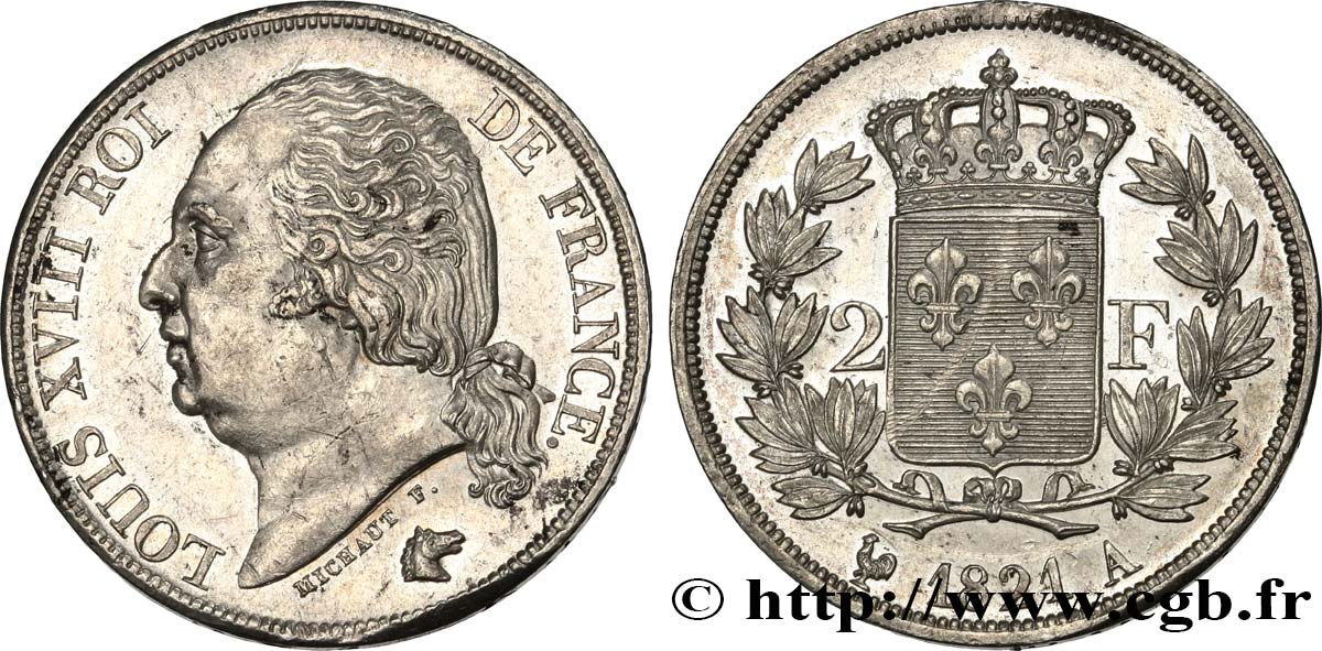 2 francs Louis XVIII 1821 Paris F.257/32 EBC 