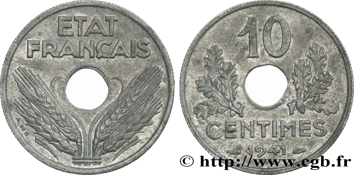 10 centimes État français, grand module 1941  F.141/2 EBC60 