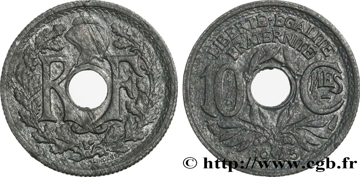 10 centimes Lindauer, petit module 1945  F.143/2 AU55 