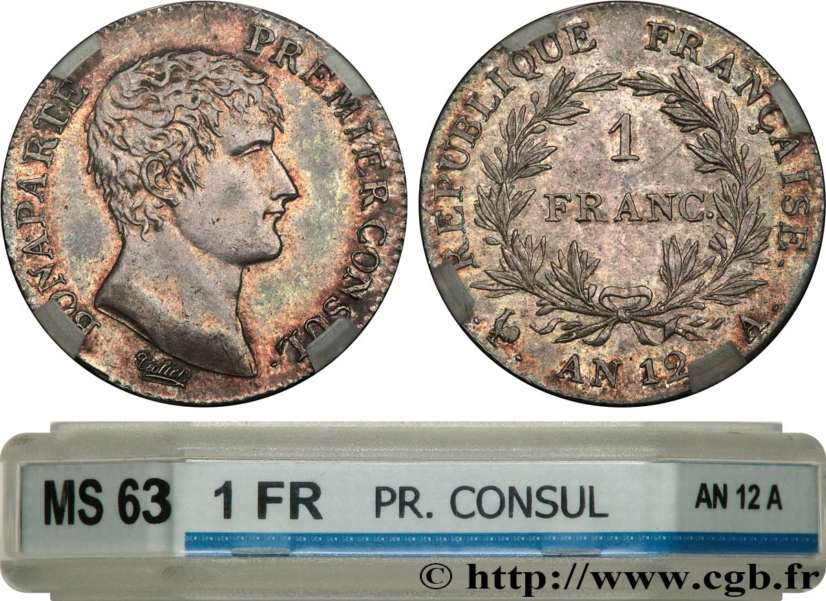 1 franc Bonaparte Premier Consul 1804 Paris F.200/8 MS63 GENI