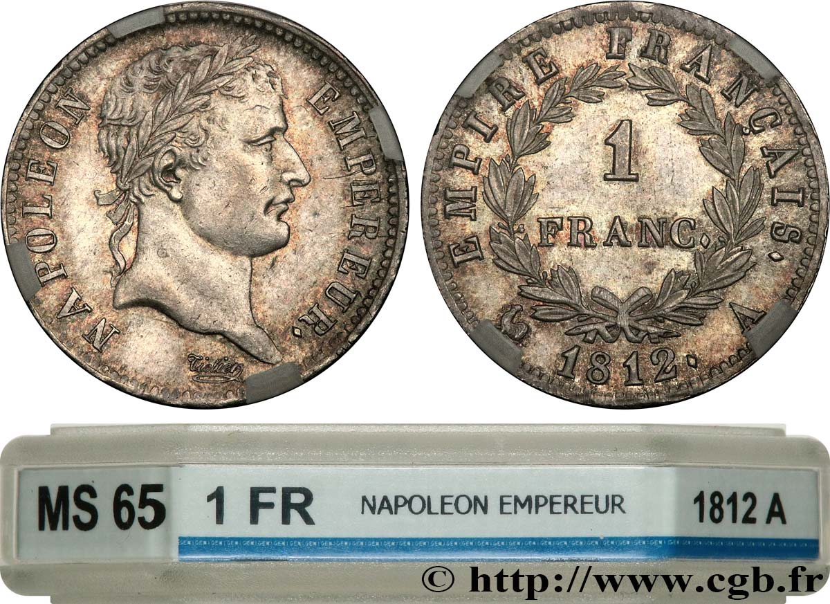 1 franc Napoléon Ier tête laurée, Empire français 1812 Paris F.205/42 ST65 GENI
