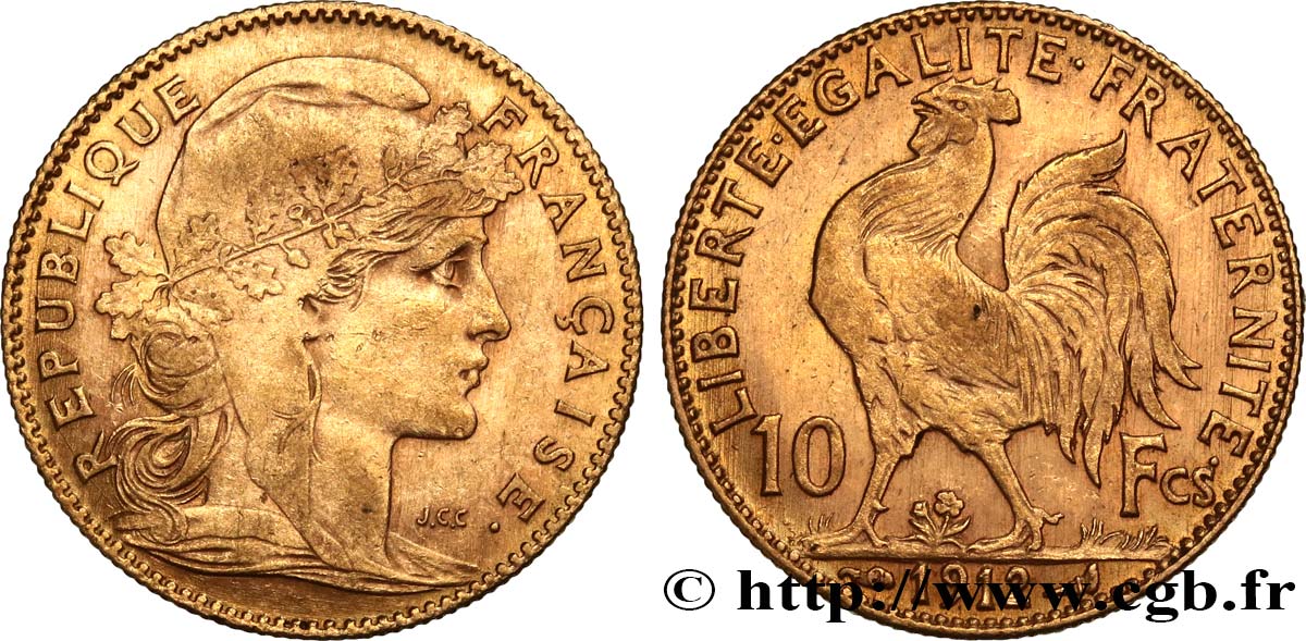 10 francs or Coq 1912 Paris F.509/13 SUP 