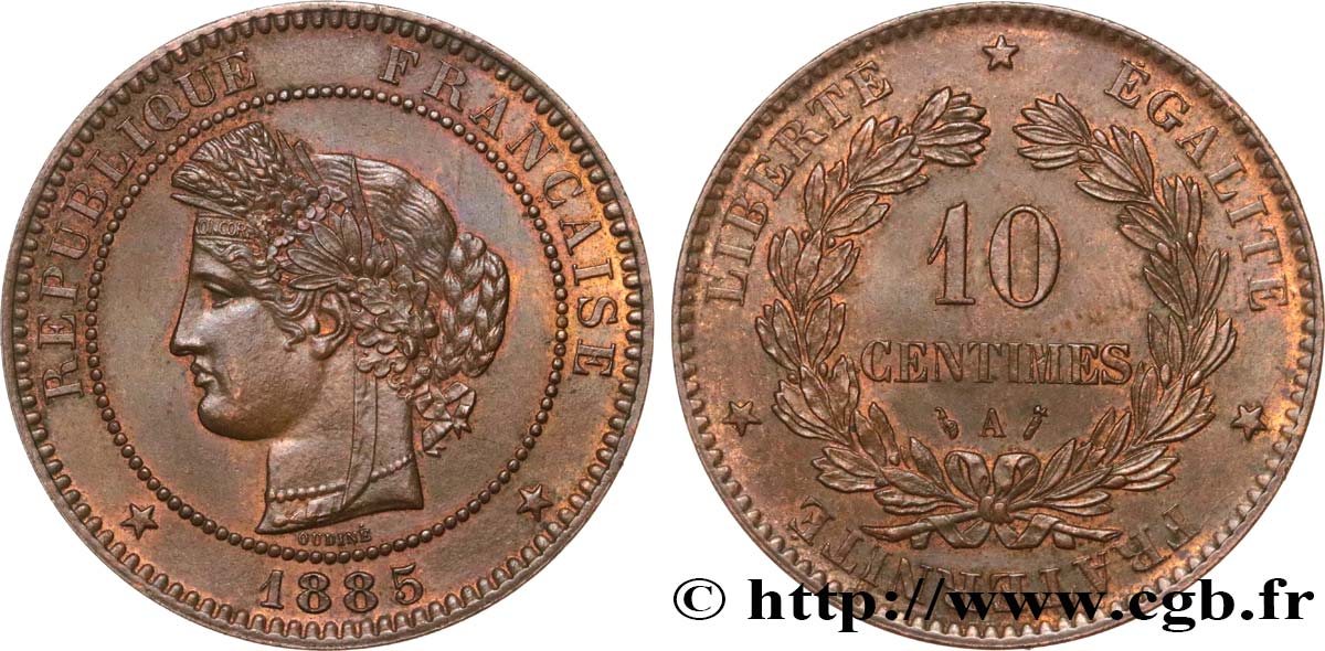 10 centimes Cérès 1885 Paris F.135/29 MS60 