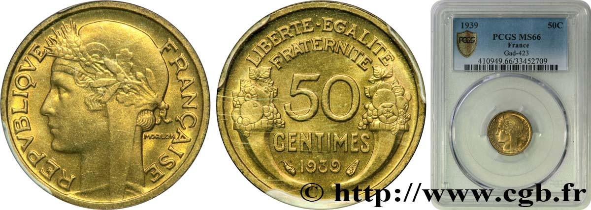 50 centimes Morlon 1939  F.192/15 FDC66 PCGS