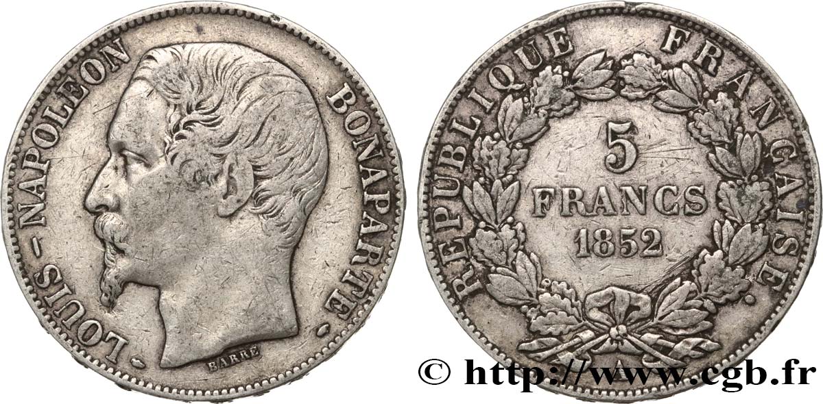 5 francs Louis-Napoléon, 2ème type 1852 Paris F.329/2 VF 