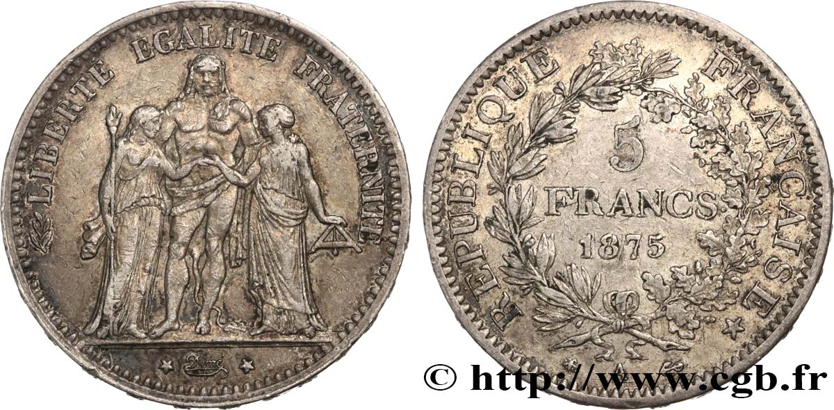 5 francs Hercule 1875 Paris F.334/14 MBC45 