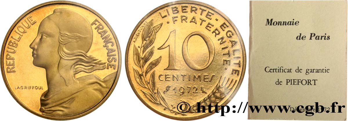 Piéfort Br-Al de 10 centimes Marianne 1972 Paris GEM.46 P1 ST 