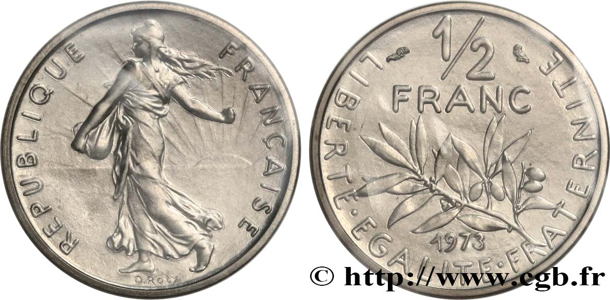 Piéfort nickel de 1/2 franc Semeuse 1973 Paris GEM.91 P1 ST 