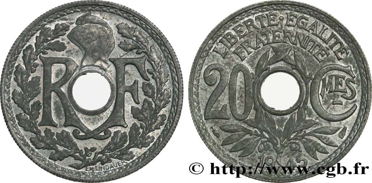 20 centimes Lindauer 1945  F.155/2 SUP60 