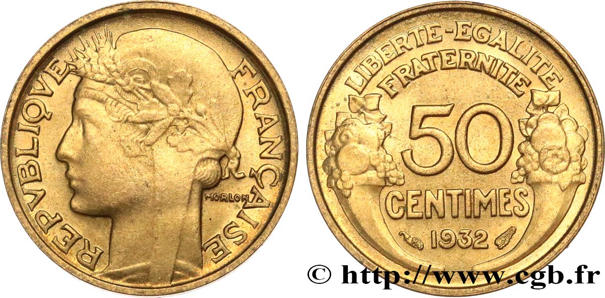 50 centimes Morlon, avec raisin sans fruit 1932  F.192/7 SPL63 