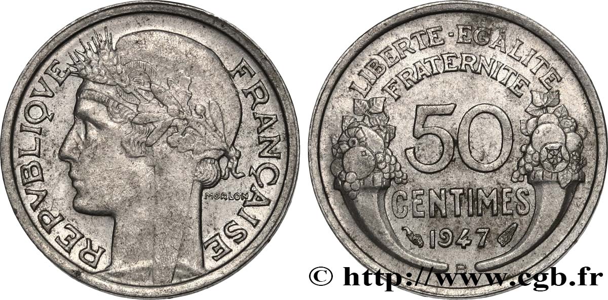 50 centimes Morlon, légère 1947 Beaumont-le-Roger F.194/11 SUP58 