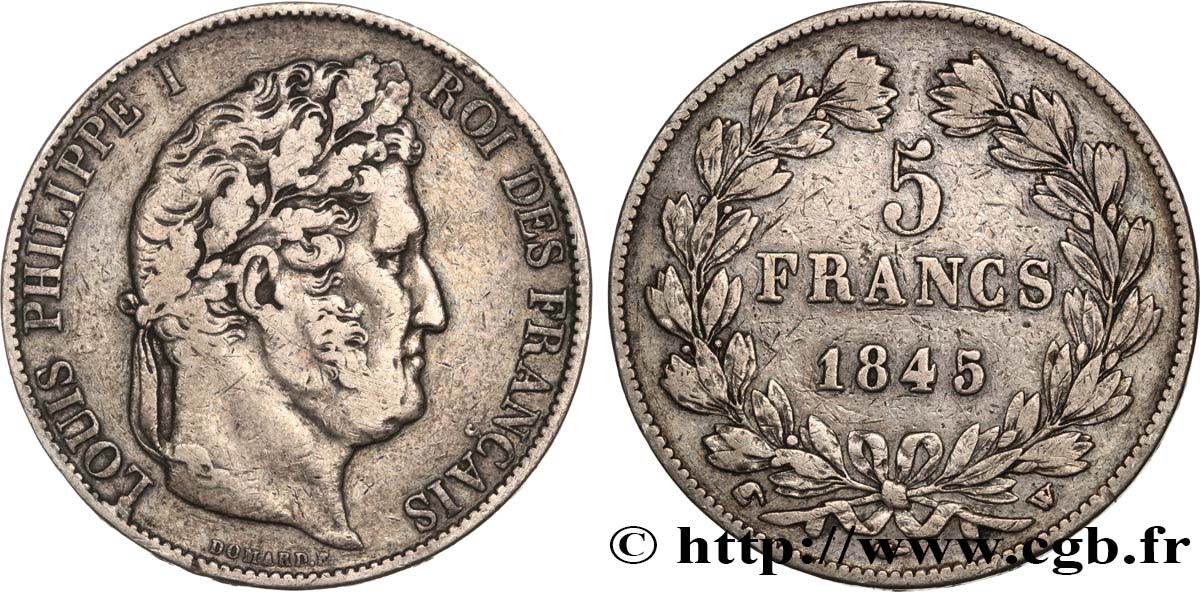 5 francs IIIe type Domard 1845 Lille F.325/9 VF30 