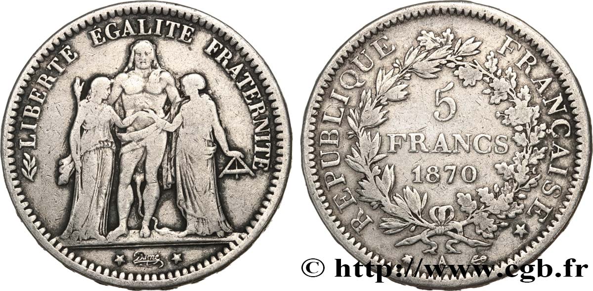 5 francs Hercule 1870 Paris F.334/1 F15 