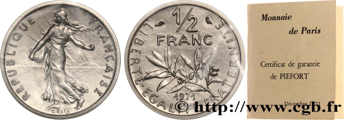 Piéfort nickel de 1/2 franc Semeuse 1971 Pessac GEM.91 P1 ST 
