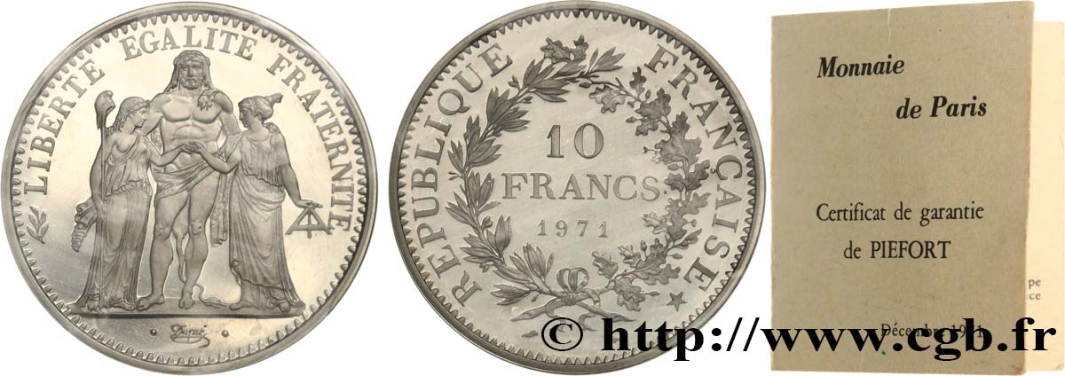 Piéfort argent de 10 francs Hercule 1971 Paris GEM.183 P1  FDC 
