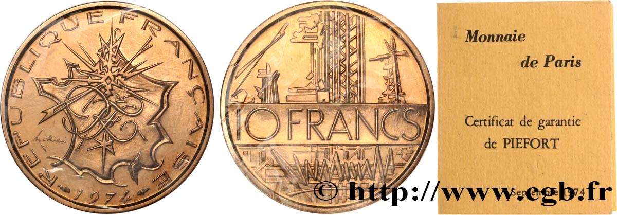 Piéfort Cu-Ni-Al de 10 francs Mathieu 1974 Pessac GEM.186 P1P FDC 