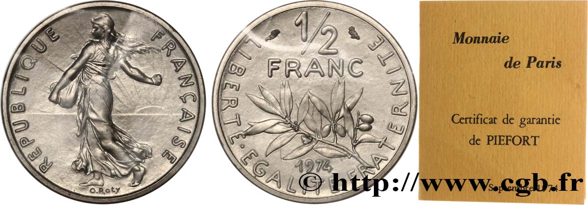 Piéfort nickel de 1/2 franc Semeuse 1974 Pessac GEM.91 P1P FDC 