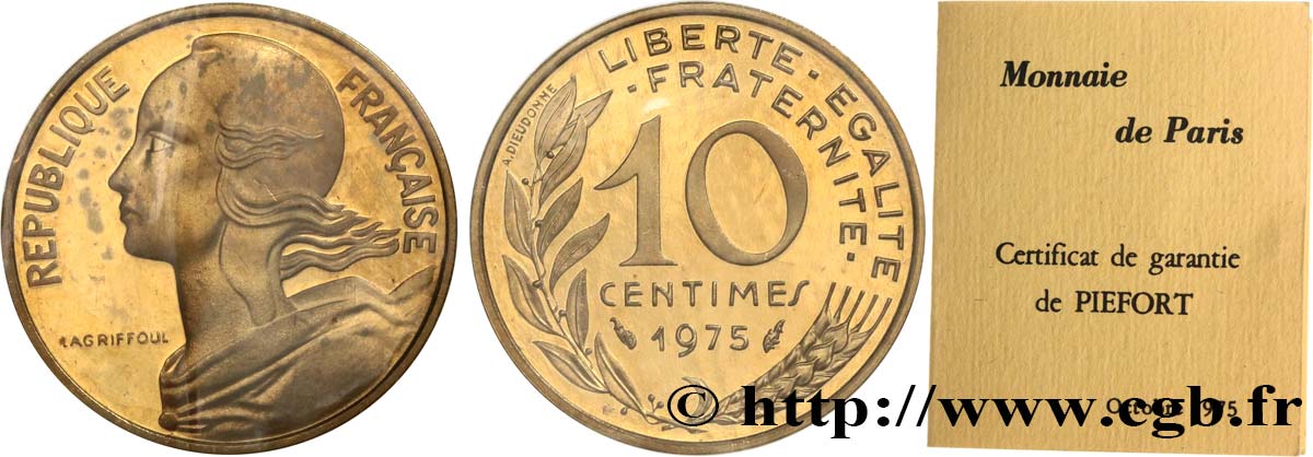 Piéfort Br-Al de 10 centimes Marianne 1975 Pessac GEM.46 P1 MS 