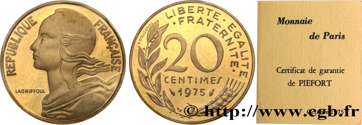 Piéfort Br-Al de 20 centimes Marianne 1975 Pessac GEM.56 P1 FDC 