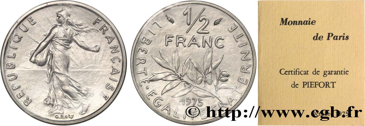 Piéfort nickel de 1/2 franc Semeuse 1975 Pessac GEM.91 P1 MS 