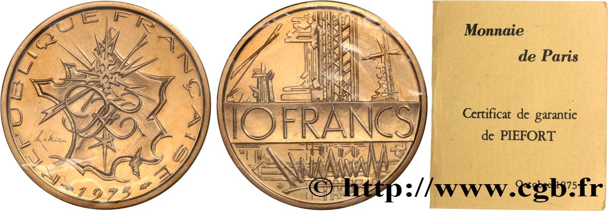 Piéfort Cu-Ni-Al de 10 francs Mathieu 1975 Pessac GEM.186 P1 MS 