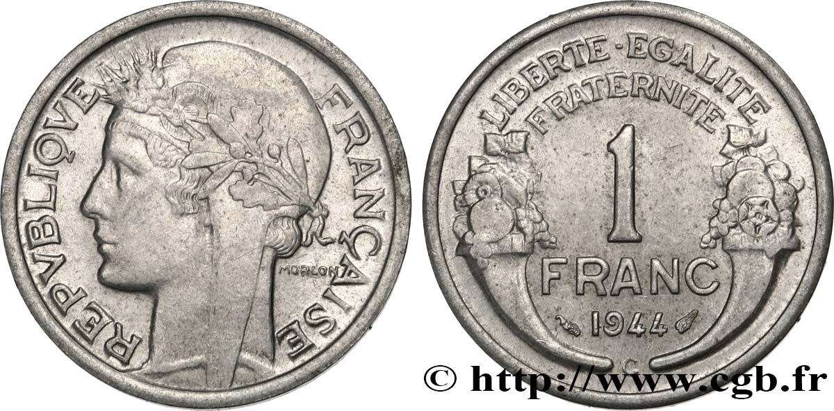 1 franc Morlon, légère 1944 Castelsarrasin F.221/4 VZ55 