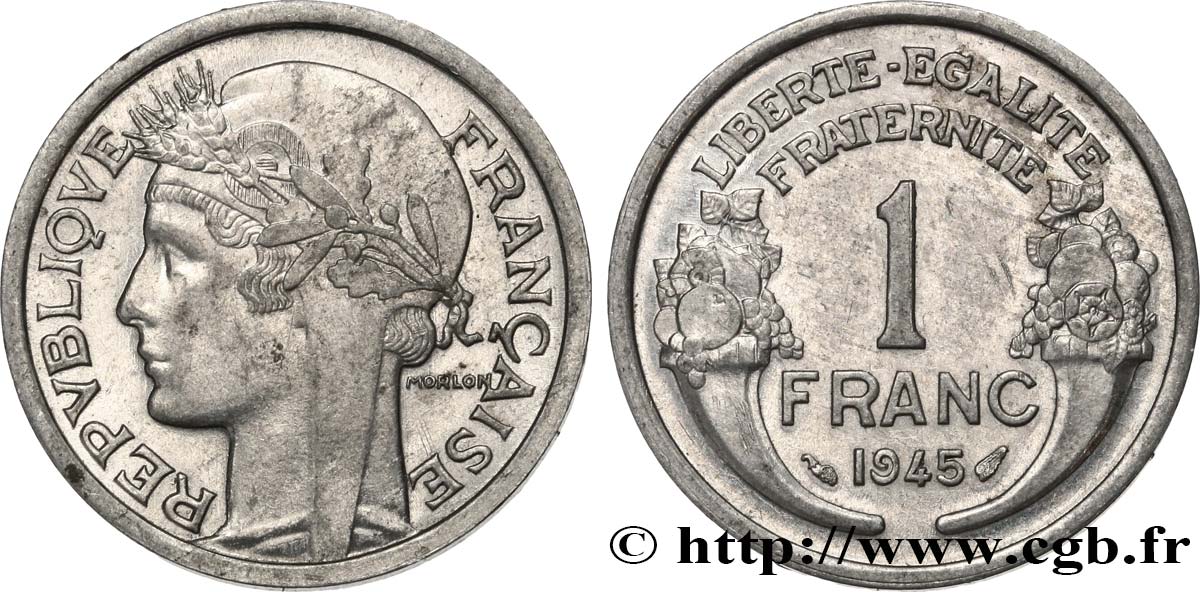 1 franc Morlon, légère 1945  F.221/6 AU58 