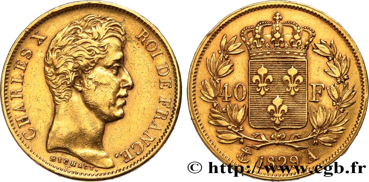 40 francs or Charles X, 2e type 1829 Paris F.544/4 XF 