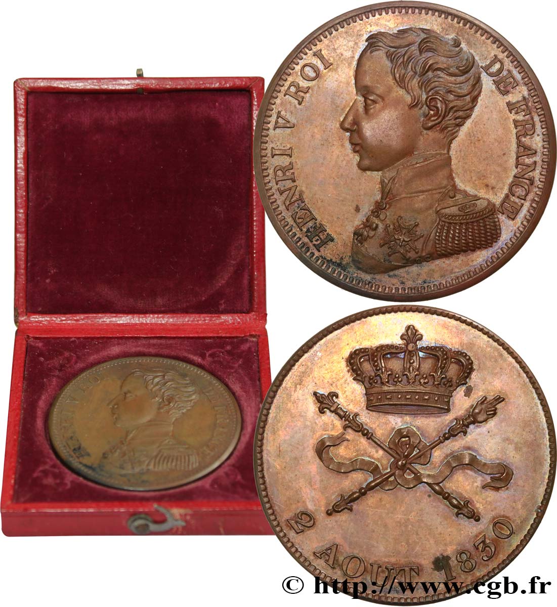 Module de 5 francs pour l’avènement d’Henri V 1830  VG.2687  MS 