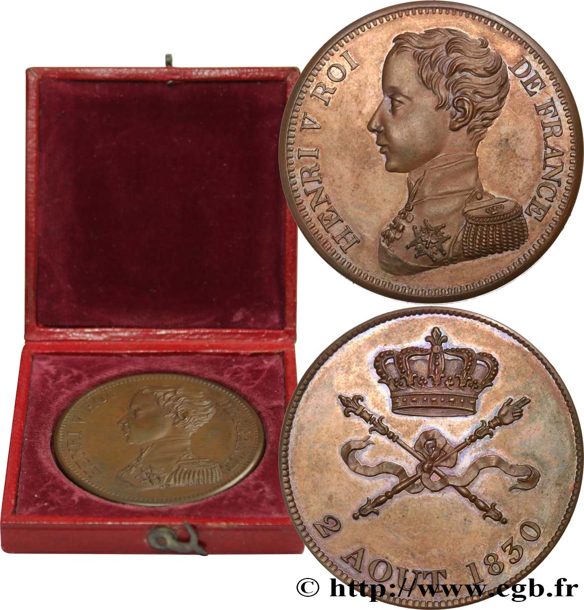 Module de 5 francs pour l’avènement d’Henri V 1830  VG.2687  SC 