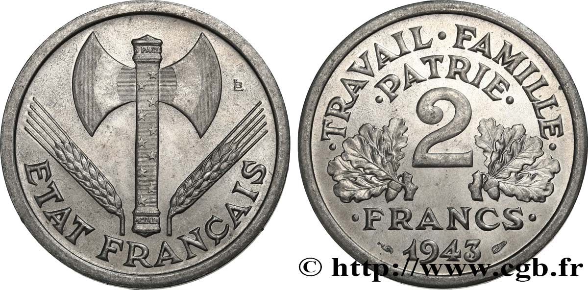 2 francs Francisque 1943  F.270/2 SC63 